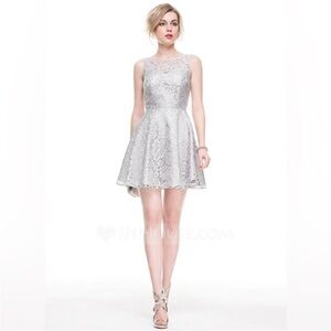 Alice + Olivia Silver 4 Floral Lace Cocktail Dress